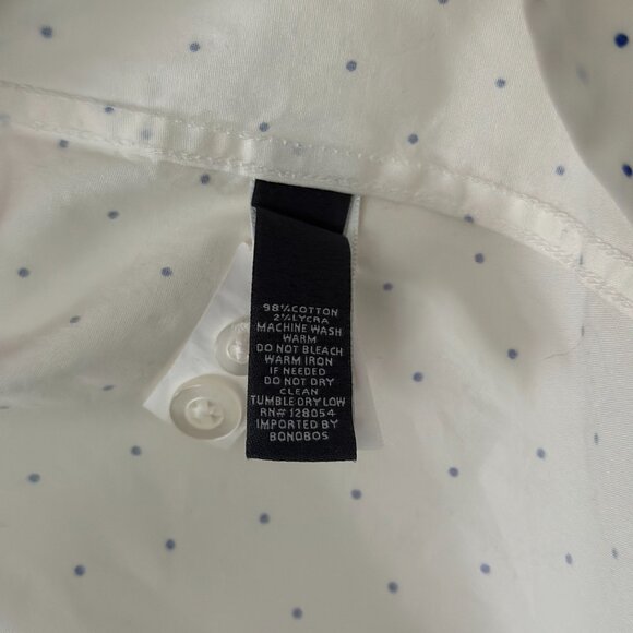 White Dotted Bonobos Button Down Shirt Mens - Picture 3 of 5